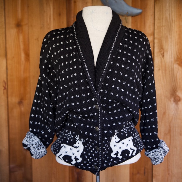 Vintage Pendleton 100% Virgin Wool Reindeer Snowflake Cardigan Sweater Woman's L - Picture 1 of 17